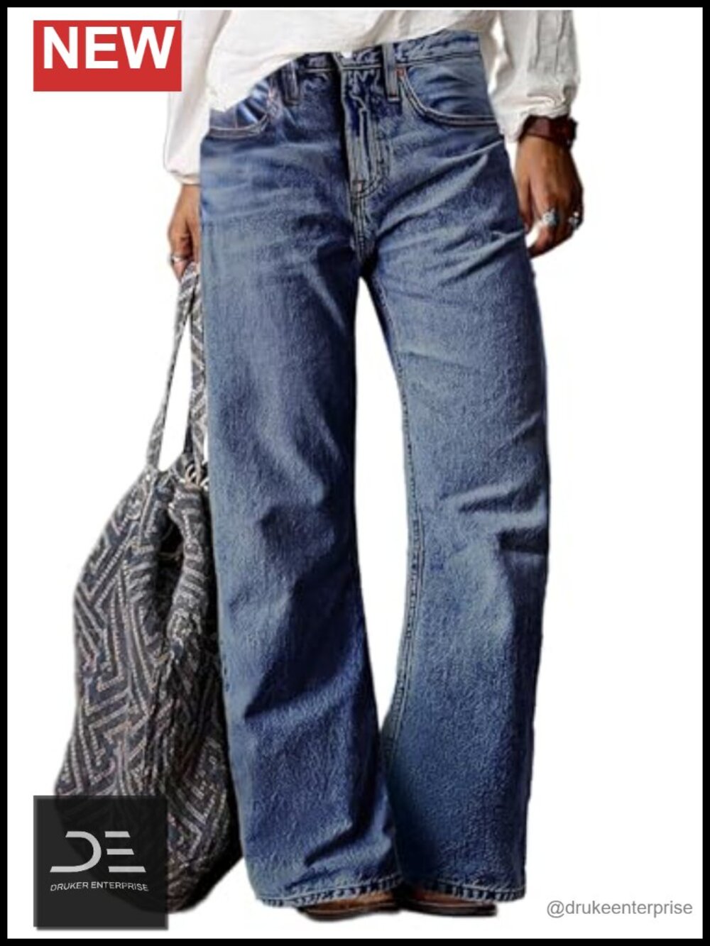 Mid-Rise Stretchy Straight Leg Jeans Cotton Blend Casual Denim